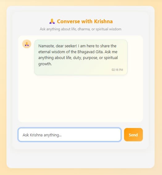 Converse with Krishna — Welcome Screen